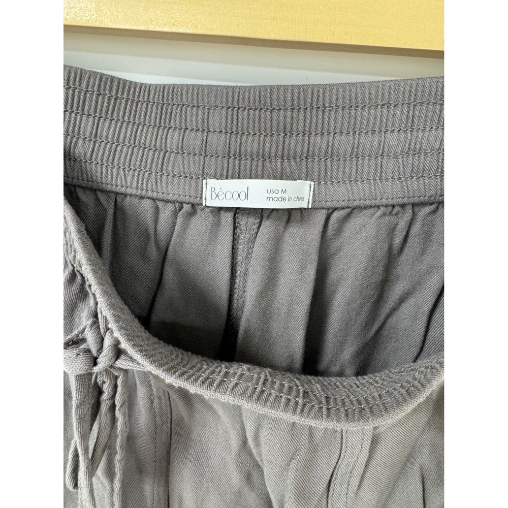 Becool Women Charcoal Grey Elastic Waist Drawstring Jogger Pants Size Medium - Picture 7 of 7